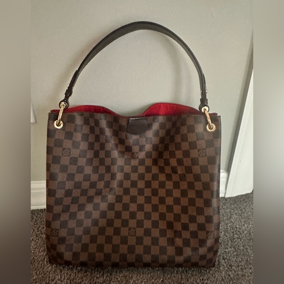 Checkered Brown and Red Shoulder Bag - Picture 1 of 14